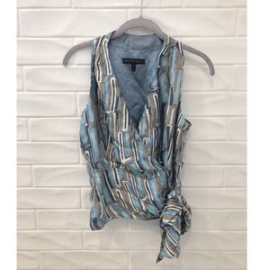 Lafayette 148 NY silk print wrap blouse